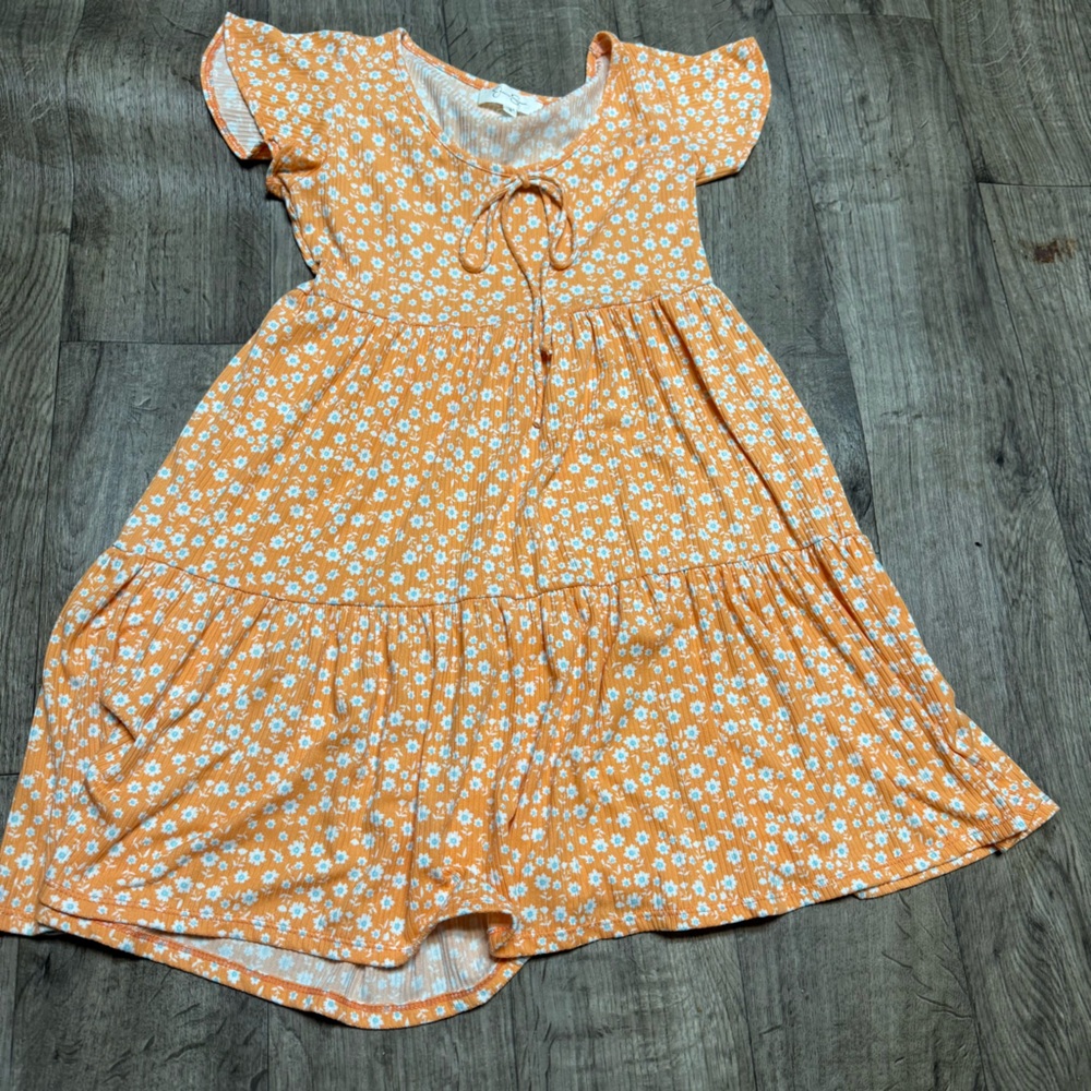 Jessica Simpson Orange Floral Tiered Girls' Dress